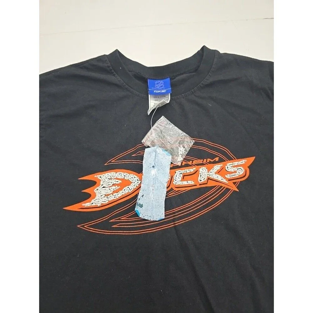 Reebok NHL Anaheim Ducks Earthquake Graphic T-Shirt Black Women's Size XL